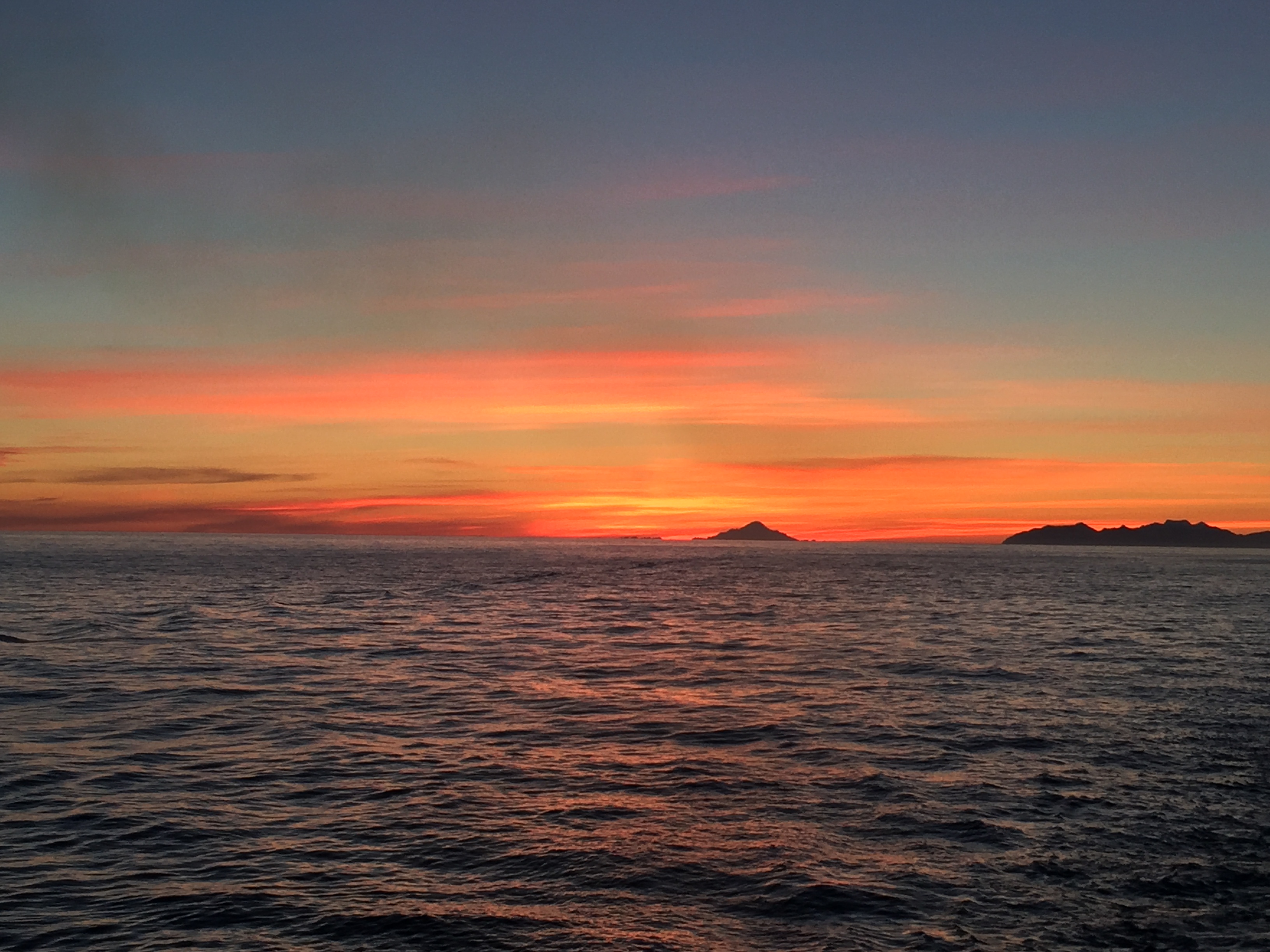 Beautiful sunsets at sea are one of the perks of working on a cruise ship.
