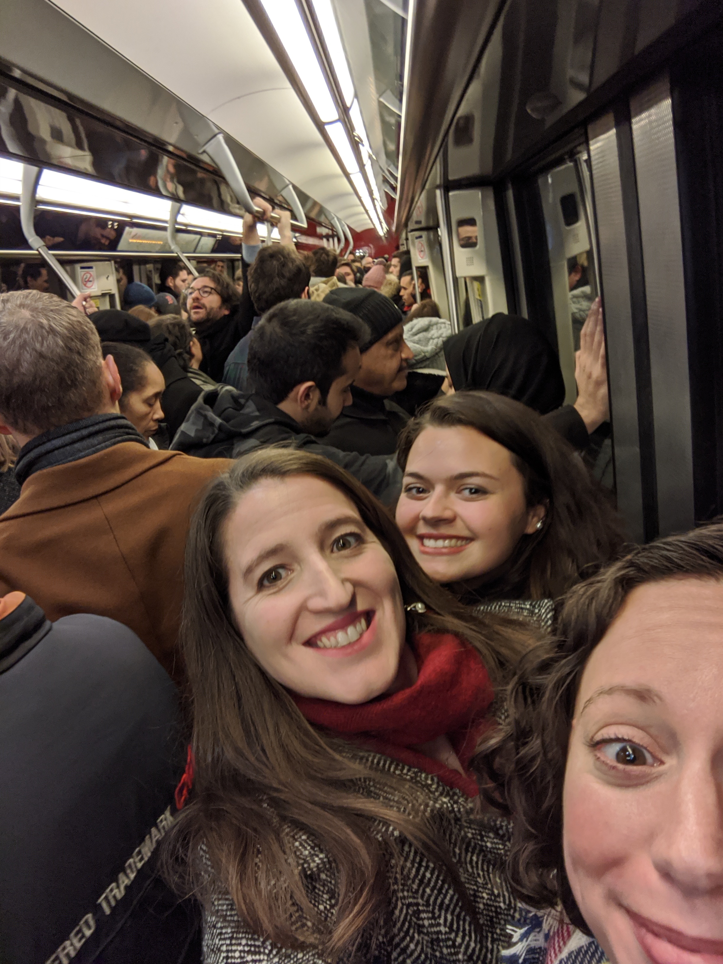 On a train ride during our Two days in Paris. 