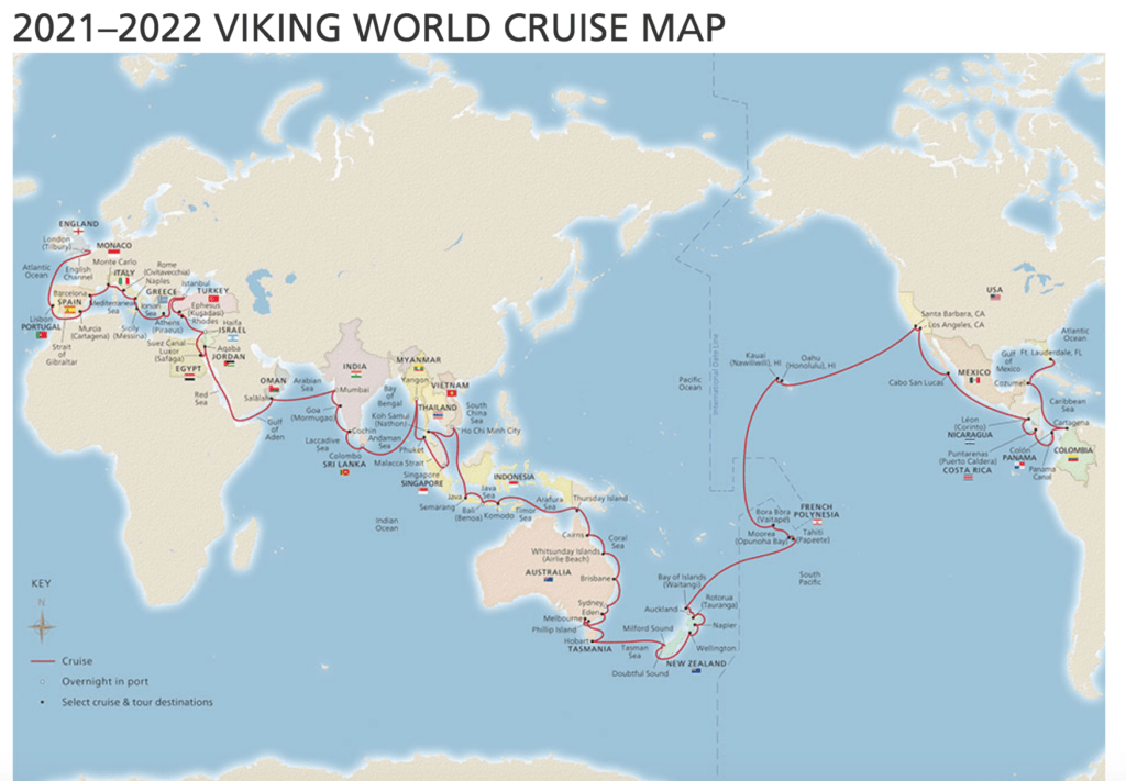 Viking World Cruise 2022 map