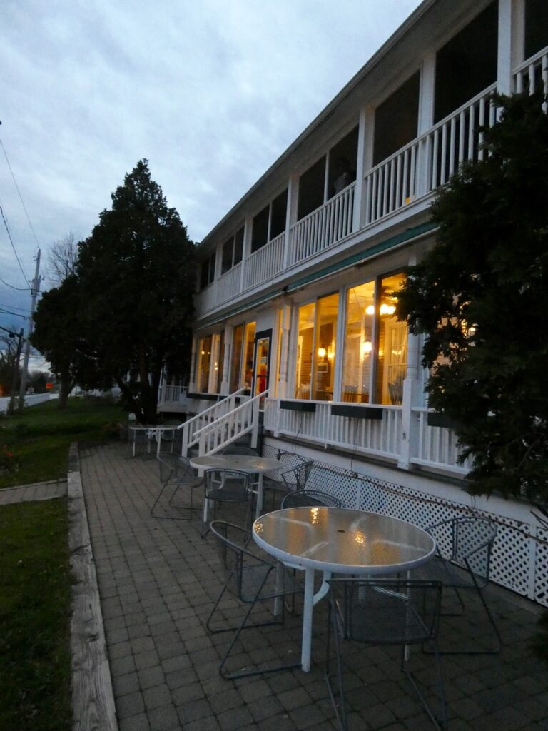 The Restaurant at the North Hero House Inn has outdoor and porch dining overlooking the lake. 