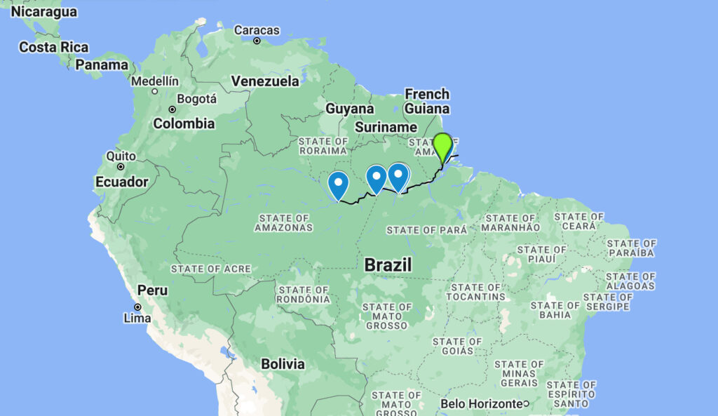 amazon river on world map