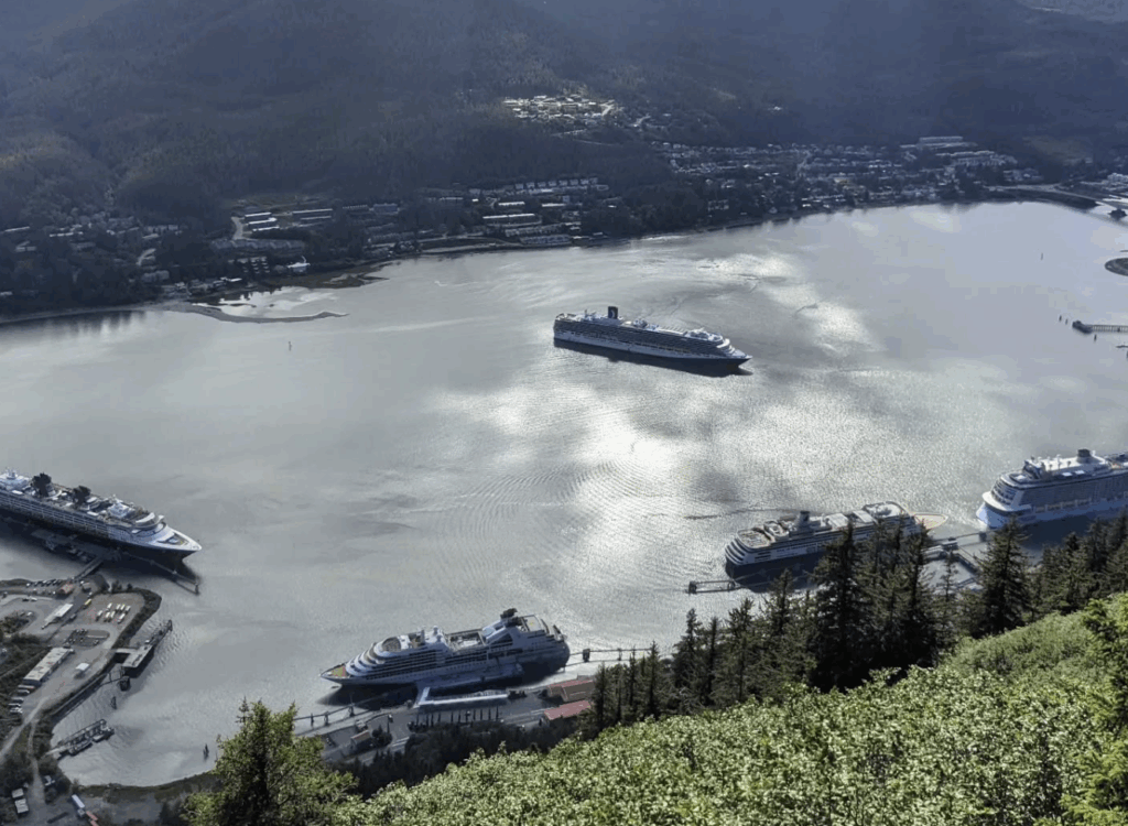 Juneau Cruise Ship Dock Alaska from Mount Roberts