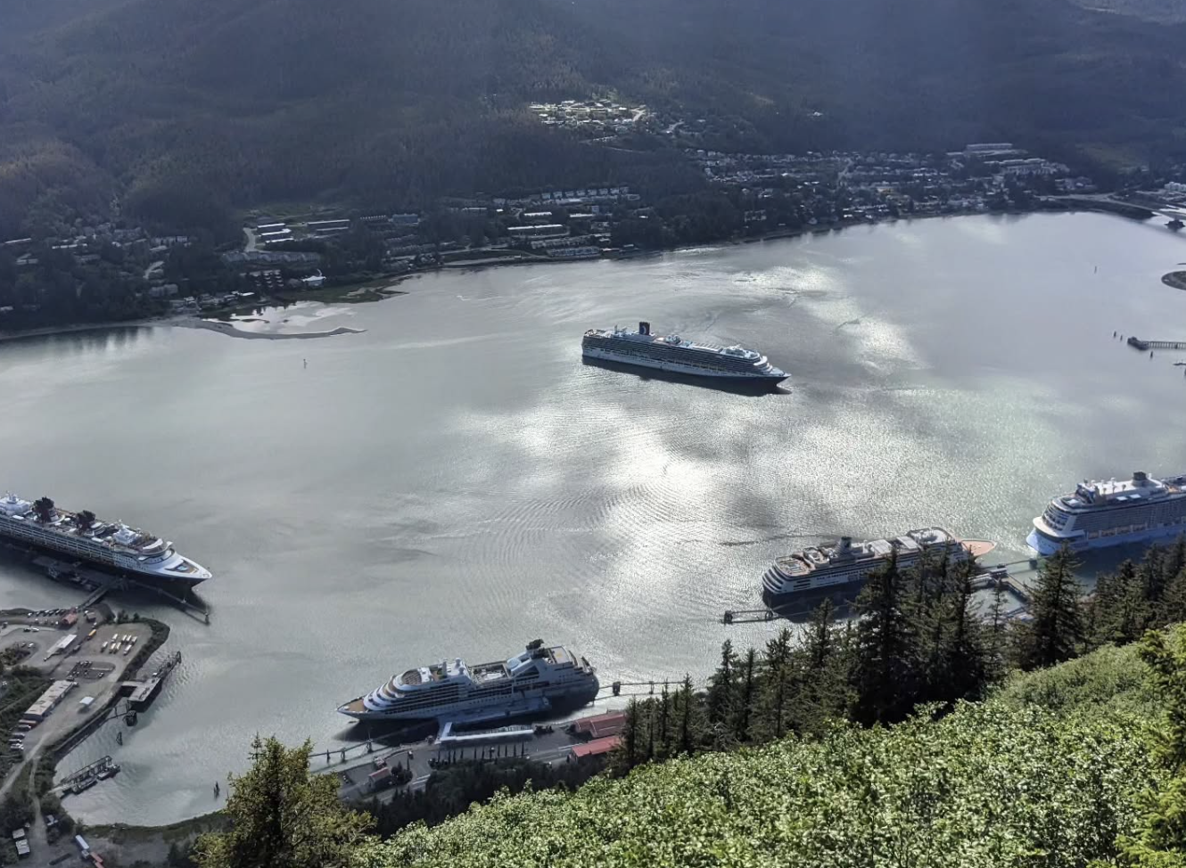Juneau Cruise Ship Dock Alaska from Mount Roberts