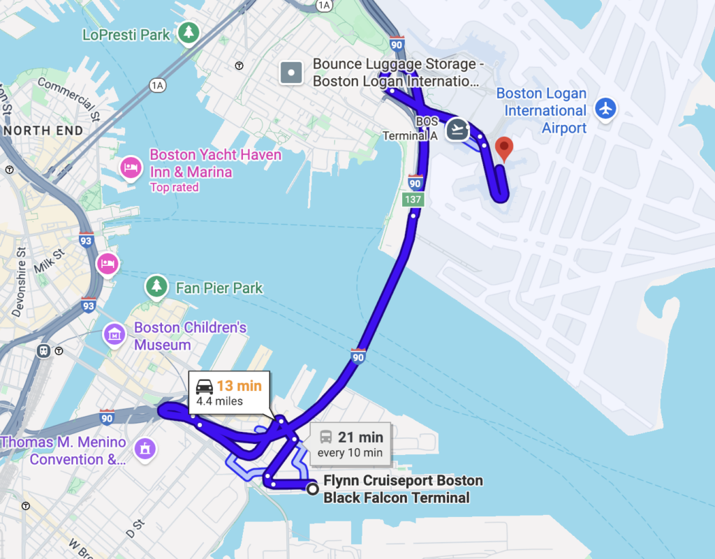 Boston cruiseport to airport